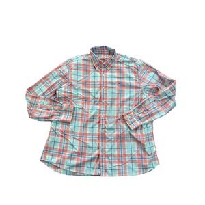 Vineyard Vines Performance Classic Fit Shirt XXL Coral Blue Plaid Button Down